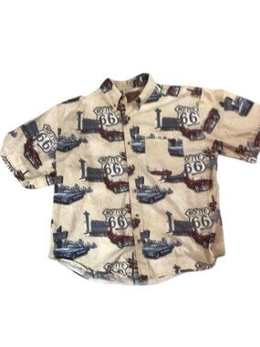 Lucky Brand Style Mens S/S Shirt*Route 66 *Western* Nostalgia*  XL * Cotton EUC